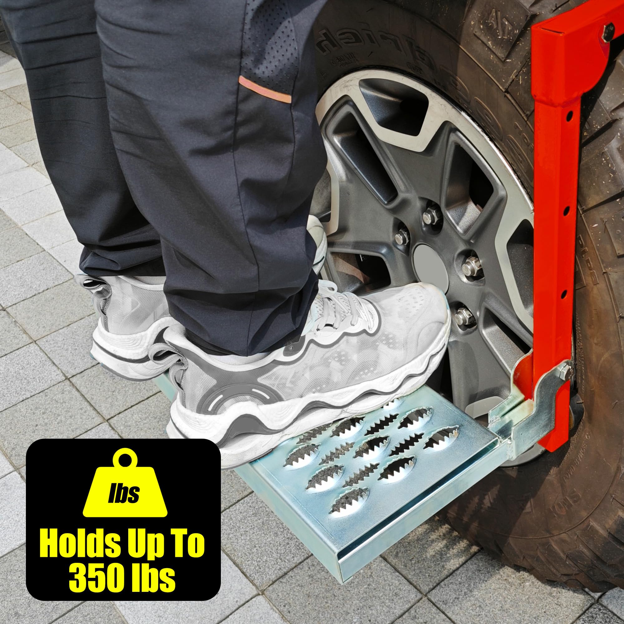 Portable Tire Mounted Step Foldable Tire Step With Non-Slip Surface ...