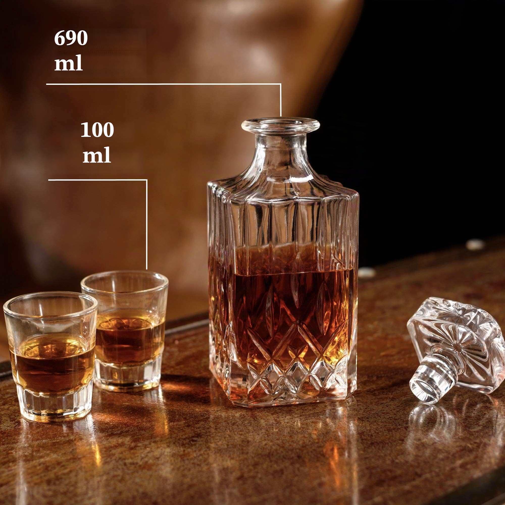 Kemstood Whiskey Karaffe (945 ml) - Decanter Set mit Kristallgläsern und altmodischem Oldtimer-Ständer von Kemstood - Personalisiertes Set für Männer - Bar-Accessoires für Alkohol - Whisky Geschenkset