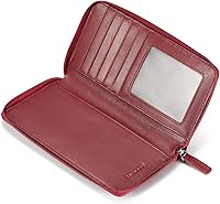 Vista 6 de HISCOW Funda para chequera con cremallera y tarjetero con divisor - Piel de becerro italiana, Rojo vino, Classic