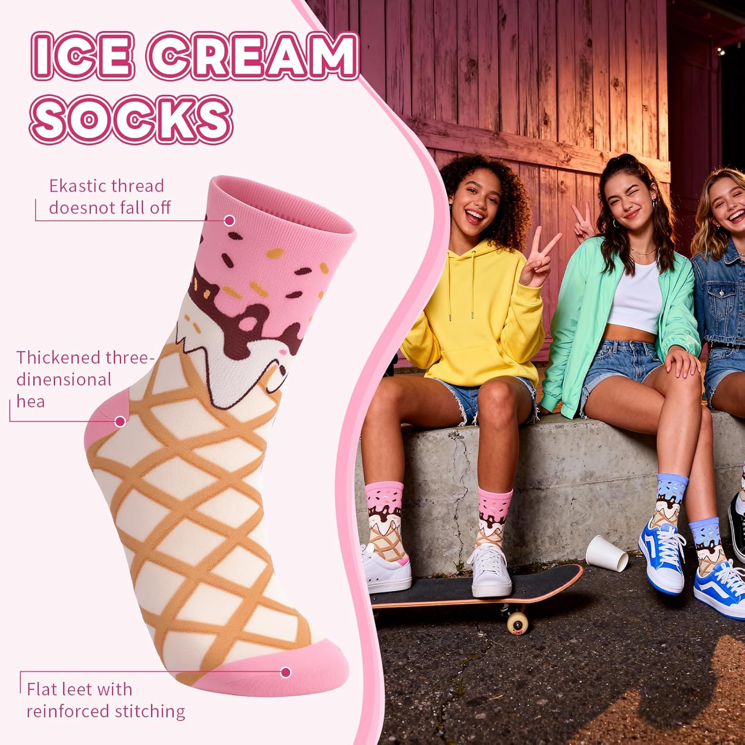 3 Pairs Fun Colorful Socks Novelty Crew Socks Women Funny Food Crazy Sock Birthday Party Favors Gift - Image 4