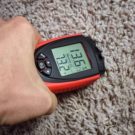 eH710T Moisture Meter by ennoLogic Digital LCD Pin Type with 7 Material Settings for Wood, Cement, Mortar, Brick, Drywall, Carpet Backlight, Hold, Max/Min, Air Temperature, and Holster