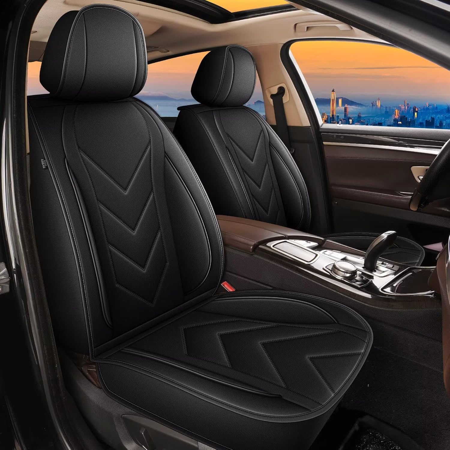 Front Seat Covers Fit for Chevrolet/Chevy Trax 2024 2025 2026 Leather Car Seat Covers Waterproof Seat Cushion Protector Compatible with Airbag(2 Front Seats,Black)