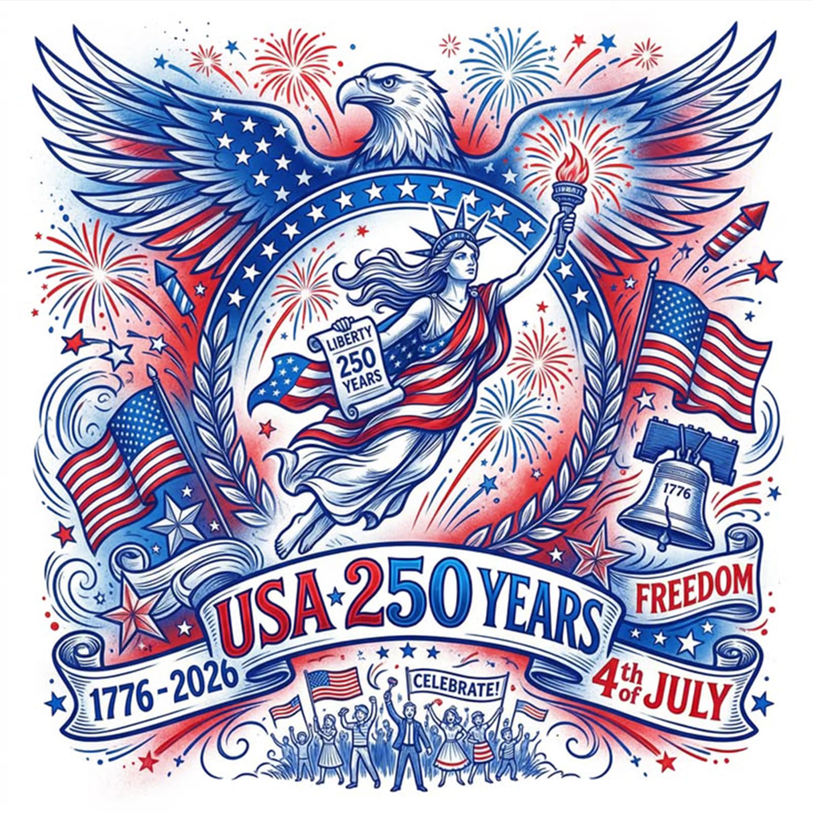 Poetrydraw Statue Of Liberty And Eagle Statue Of Liberty & Eagle 5D Round Drill Diamond Art Kit 15.75X15.75 In Home Decor Gift For Adults & Beginners