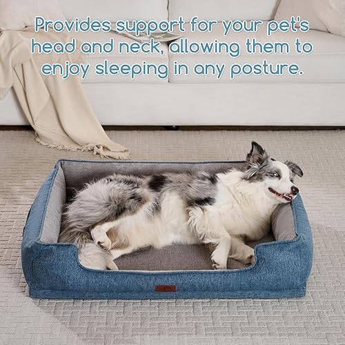 Miniatura 5 de Hollypet Cama ortopédica rectangular para perros grandes, cama de espuma de apoyo para mascotas con funda impermeable extraíble lavable y parte