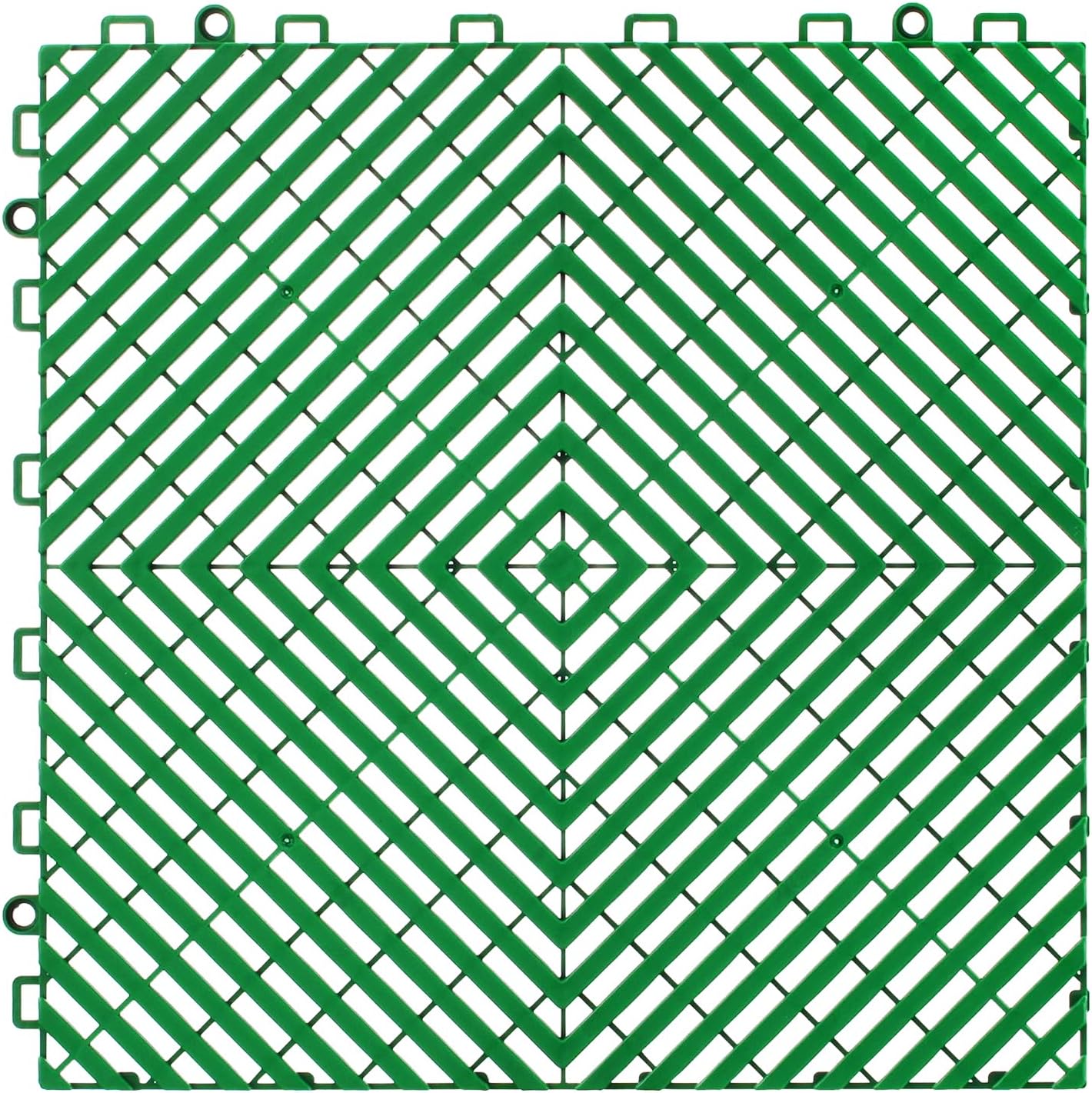 VEVOR Interlocking Drainage Mat, 50 Pcs Modular Interlocking Cushion, 12” x 12” Splicing Drainage Mats, Non-Slip PP Drainage Floor Tile and Shower Mat, for Garage, Garden, Kitchen & Outdoor, Green