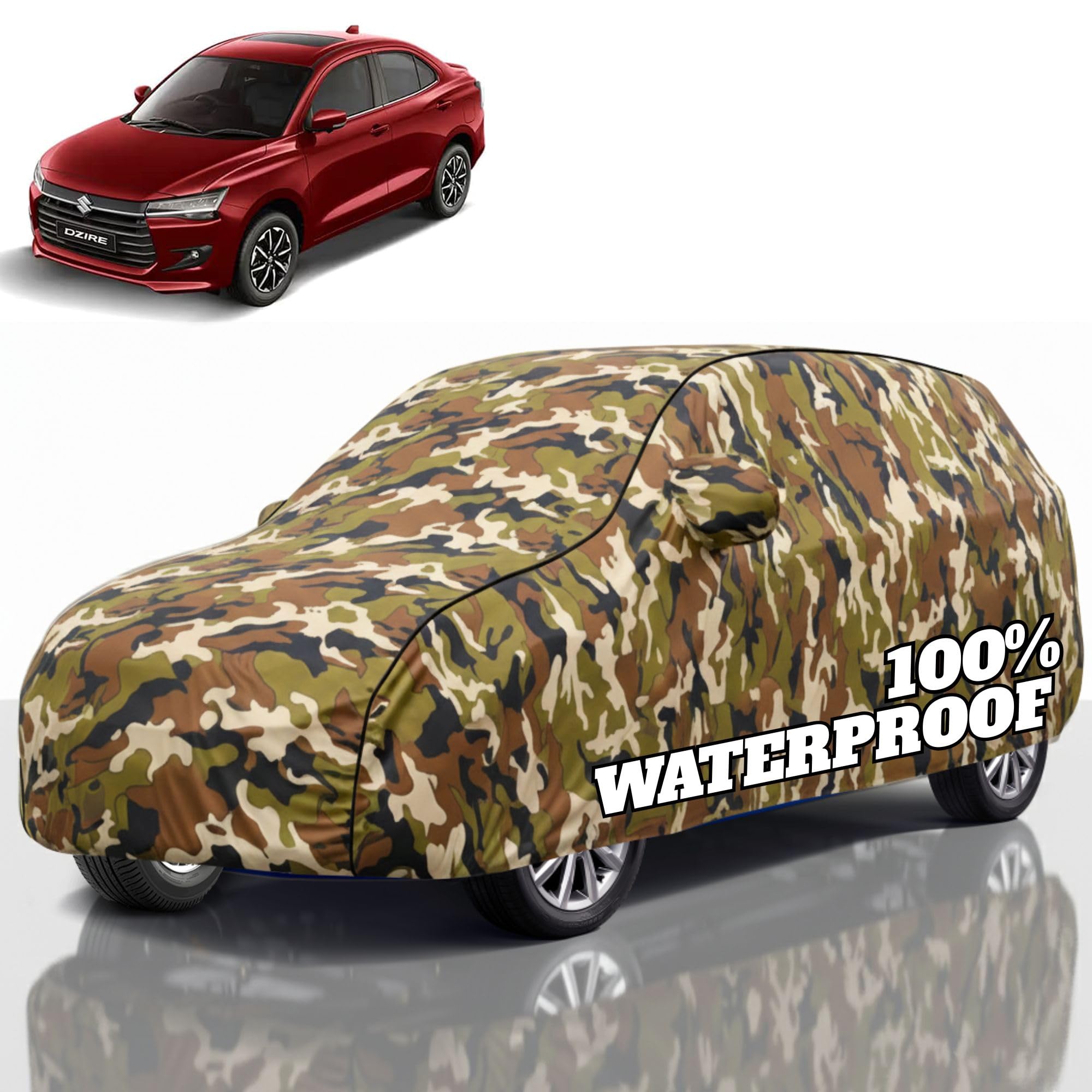 Premium Polyester Car Cover Eeco All-Weather Protection from Rain, Dust &amp; Sun | UV Resistant Fabric | Full Body Secure Fit for Outdoor &amp; Indoor Parking Jungle