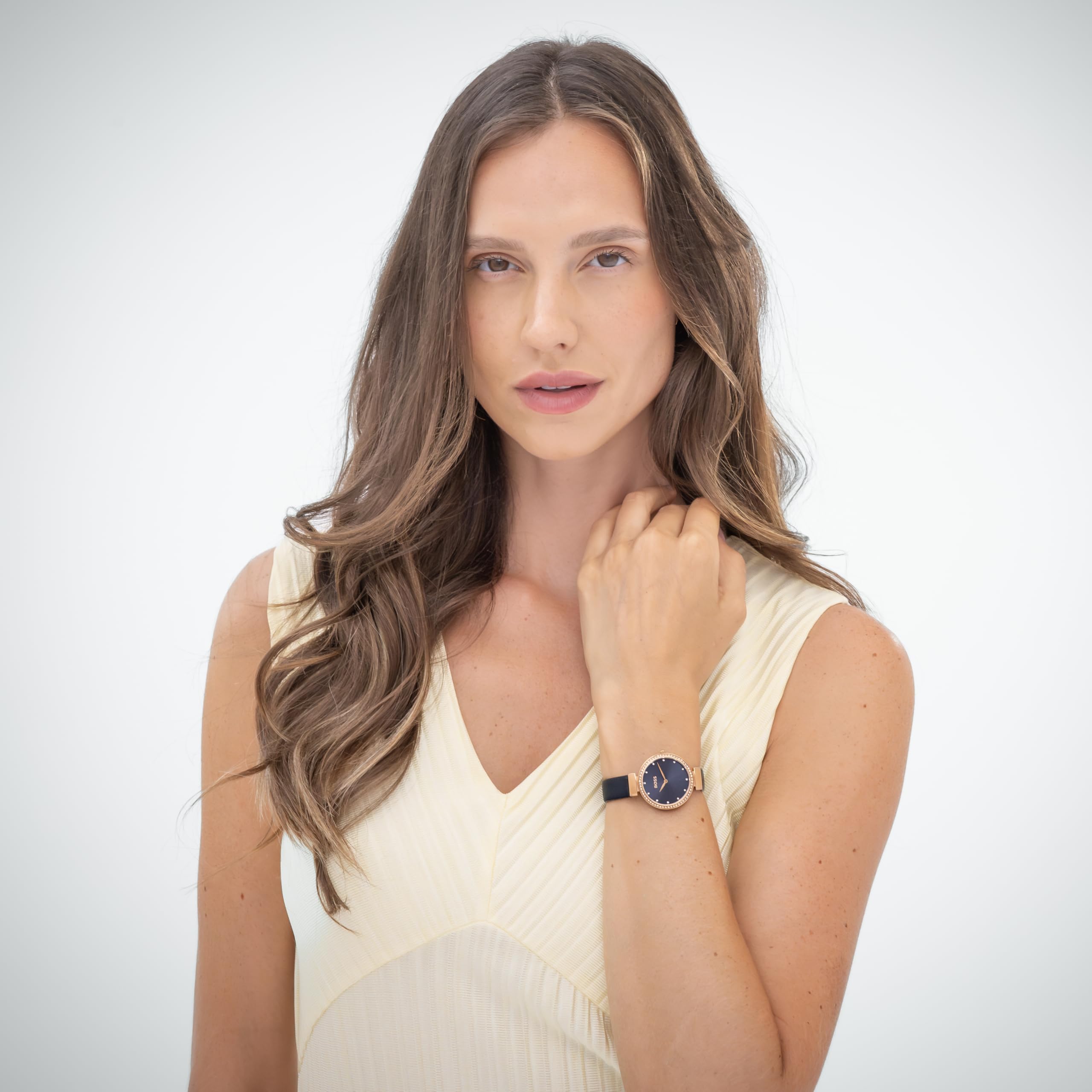 BOSS Analog Quarzuhr für Damen Kollektion Celebration mit Blaues Lederarmband - 1502477
