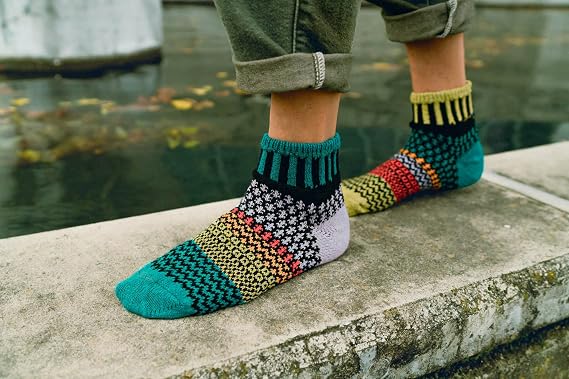 Solmate Socks Cotton Mismatched Quarter Above Ankle Socks Classic Knit