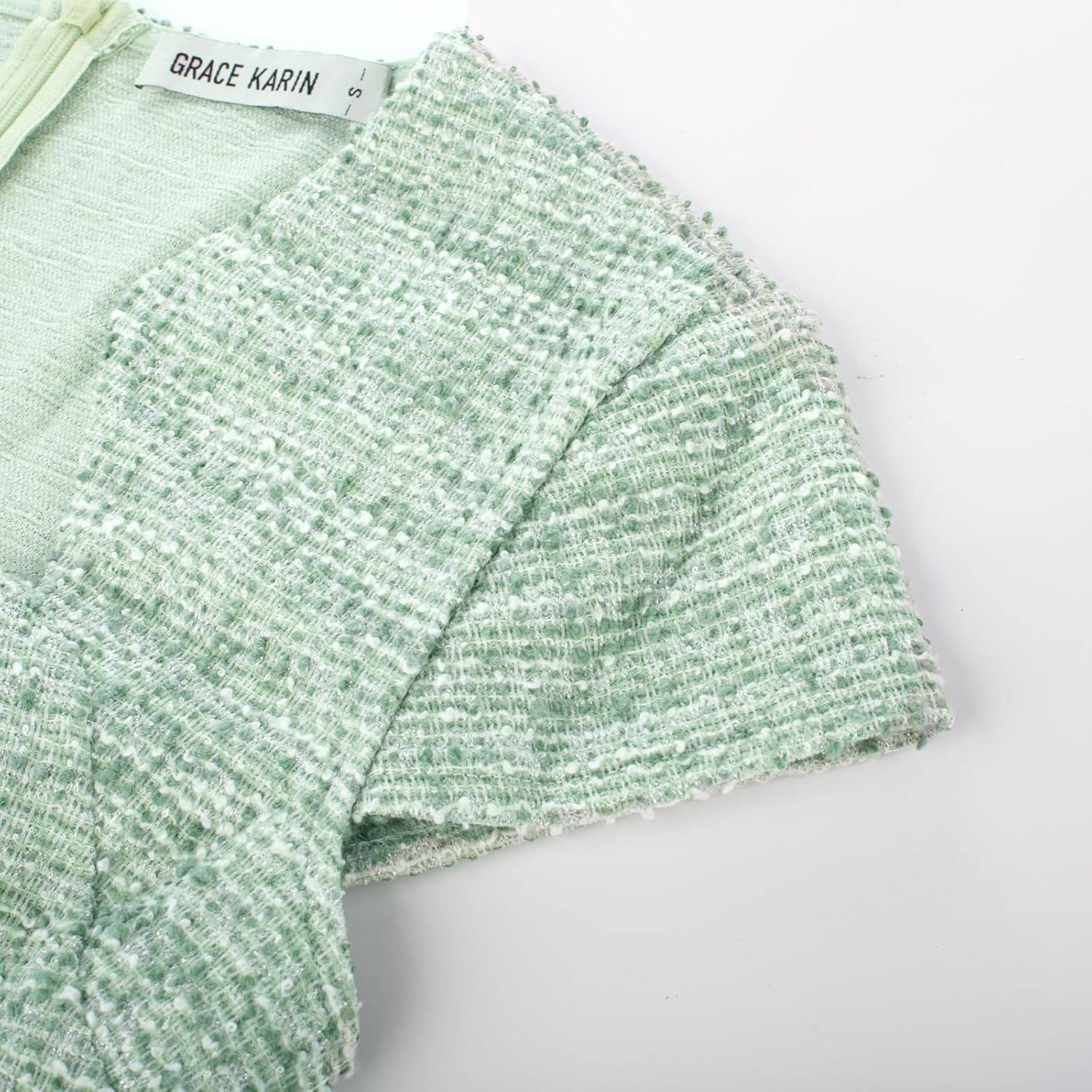 GRACE KARIN Women's Gorgeous Pencil Dress Cap Sleeve Tweed Pencil Dress for Work - Image 4