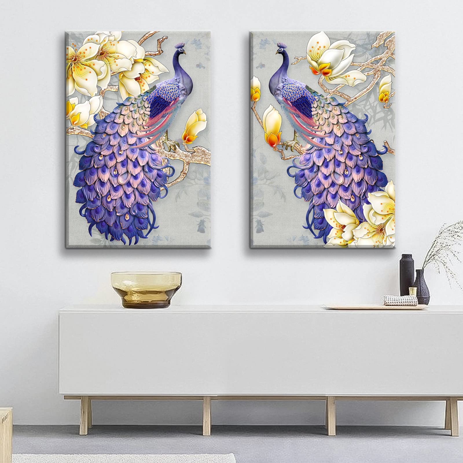 Amazon｜Looife クジャクキャンバスウォールアート 24x36インチ