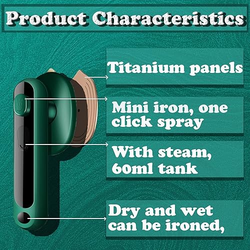 Miniatura 3 de Plancha de viaje pequeña con vapor, plancha ligera y portátil para viajes y manualidades, doble uso en húmedo y seco, calentamiento rápido, perfecta