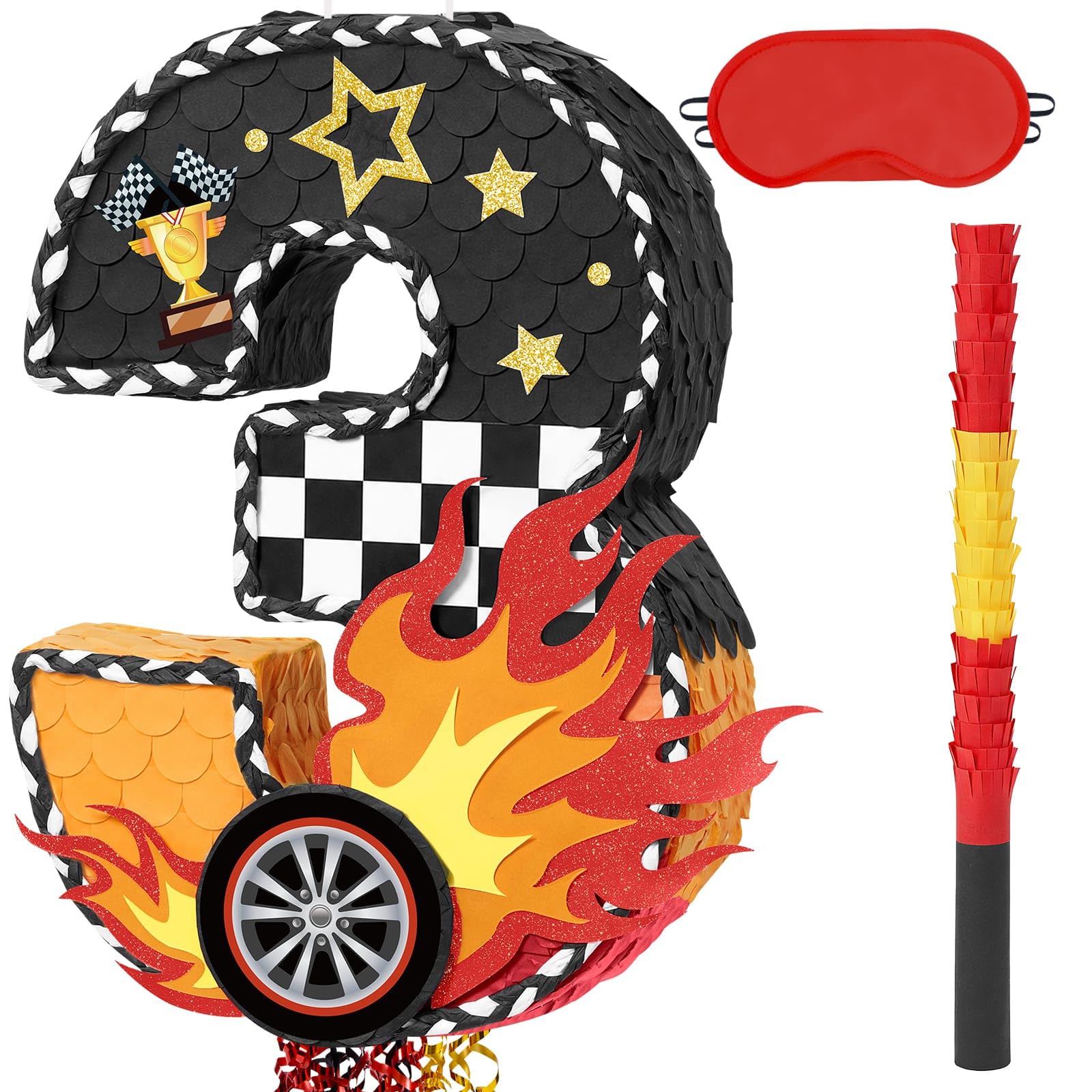 WERNNSAI Race Car Number 3 Pinata for 3nd Birthday Party Decorations — image 1
