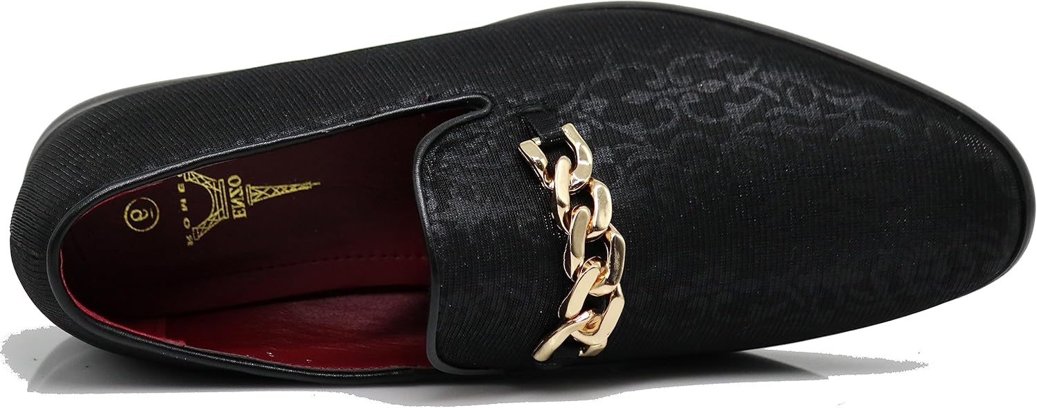 ARK1 Men's Vintage Satin Silky Floral Fashion Dress Loafer Slip On Tuxedo Formal Dress Shoes Designer - Image 5