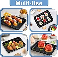 Vista 5 de TeamFar Toaster Oven Pan, 10.5 x 8 x 1 Inch Carbon Steel Non Stick Coated Compact Toaster Oven Baking Pan Tray Ovenware, Non-Toxic & Healthy, Roll