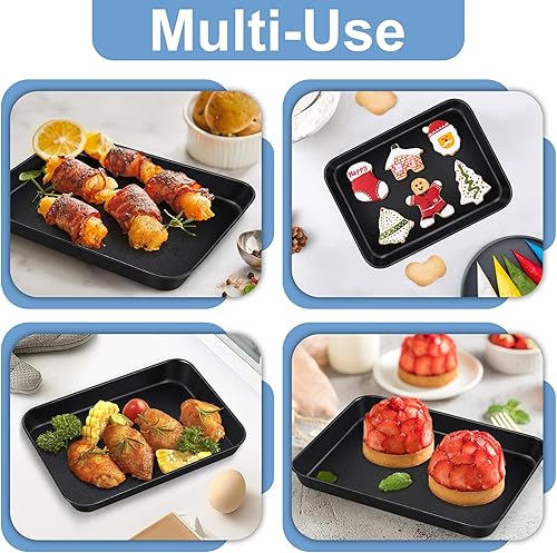 Miniatura 5 de TeamFar Bandeja para horno tostador, 10.5 x 8 x 1 pulgadas, acero al carbono, revestimiento antiadherente, tostadora compacta, bandeja para horno,