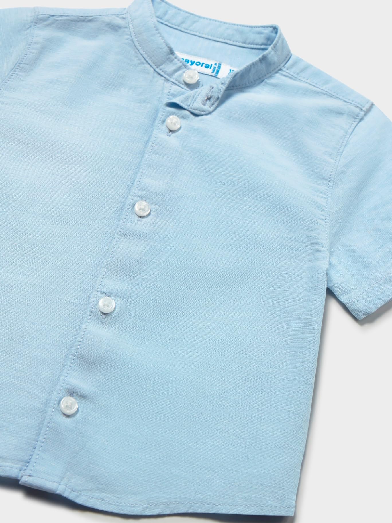 Mayoral Camicia m/c Lino Collo corean per Bimbo Celeste