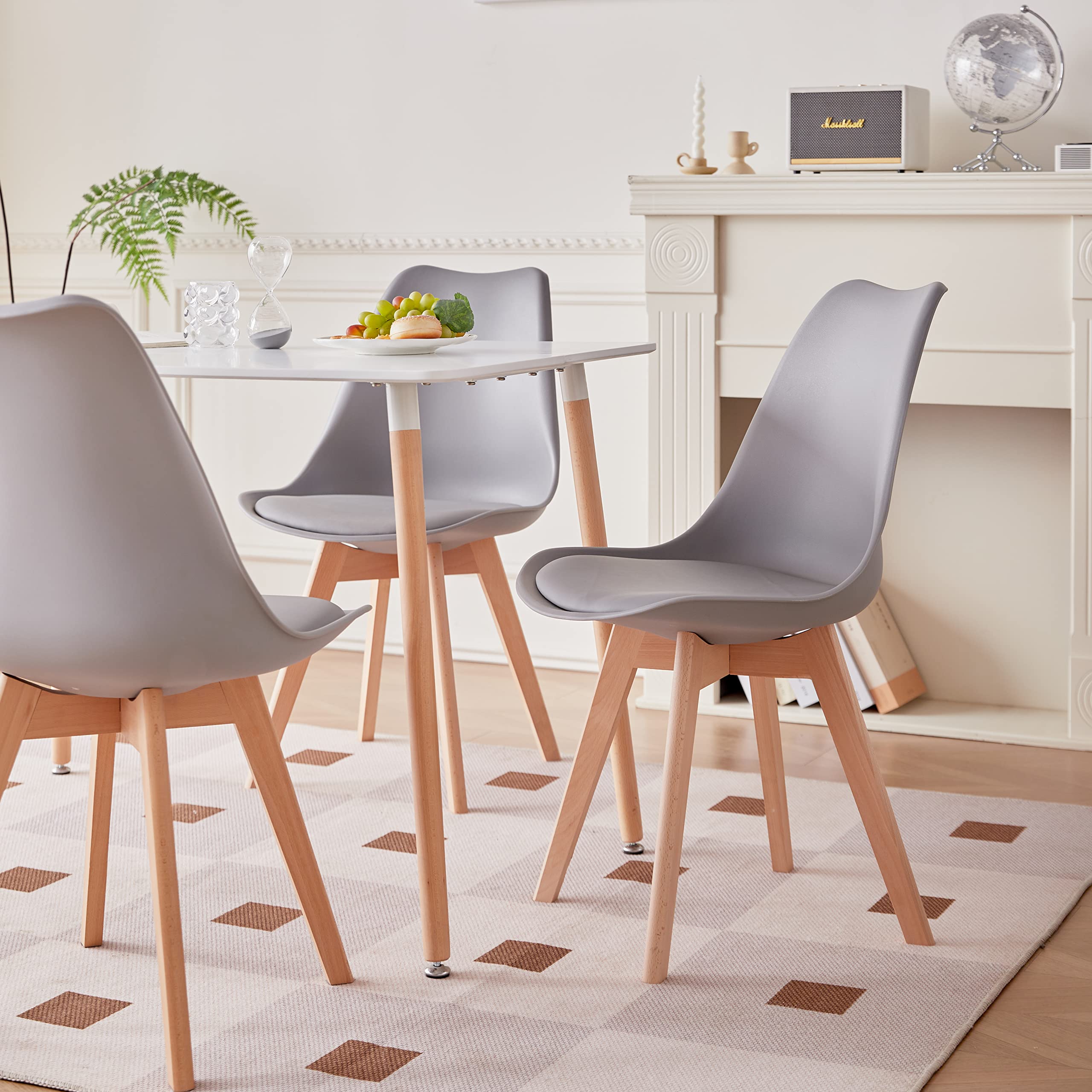GrandCA HOME Tavolo da pranzo e 4 sedie Set da pranzo moderno, tavolo rettangolare e sedie da cucina, Grigio