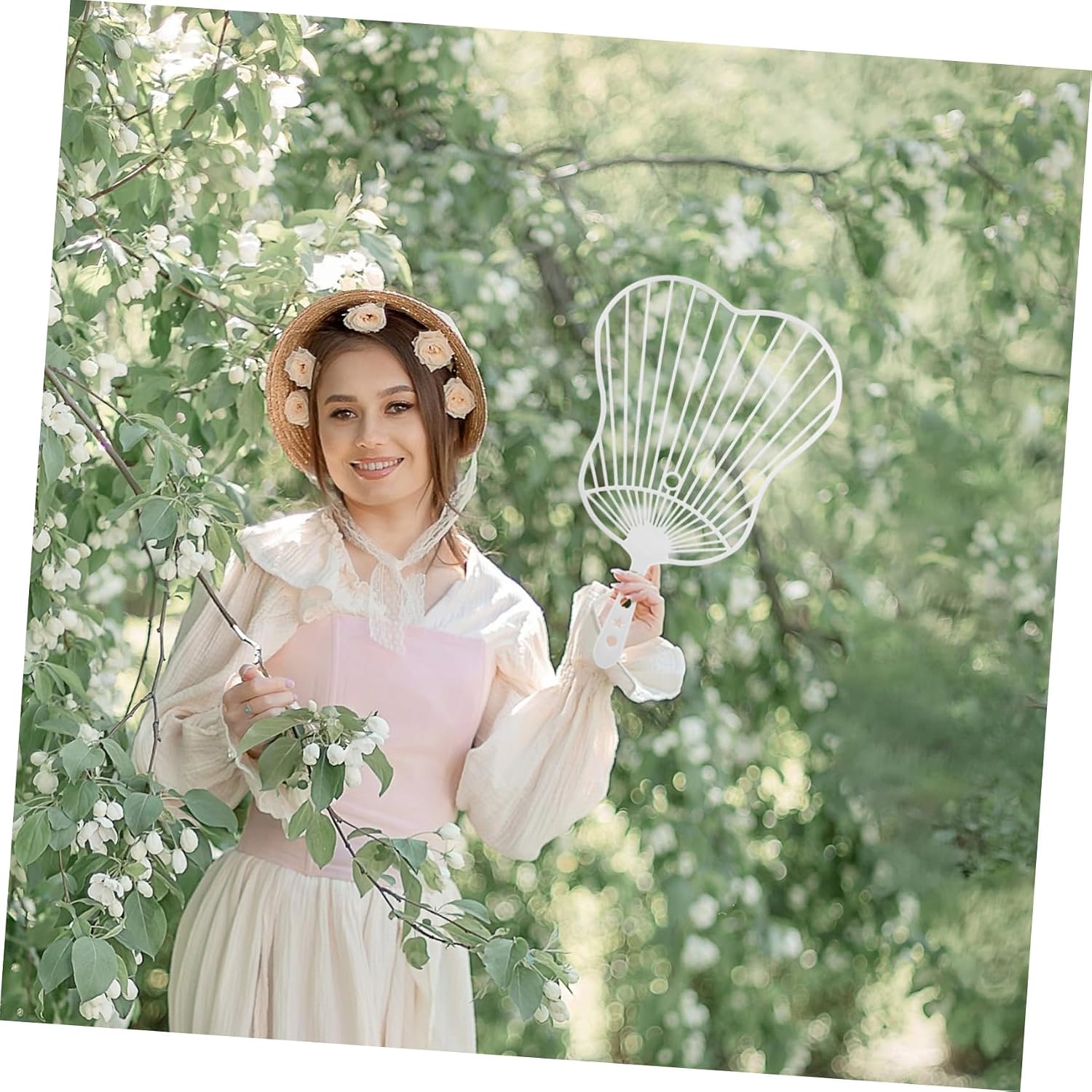 Luxshiny DIY Plastic Chinese Fan Frame Handle, 20pcs Vintage Style