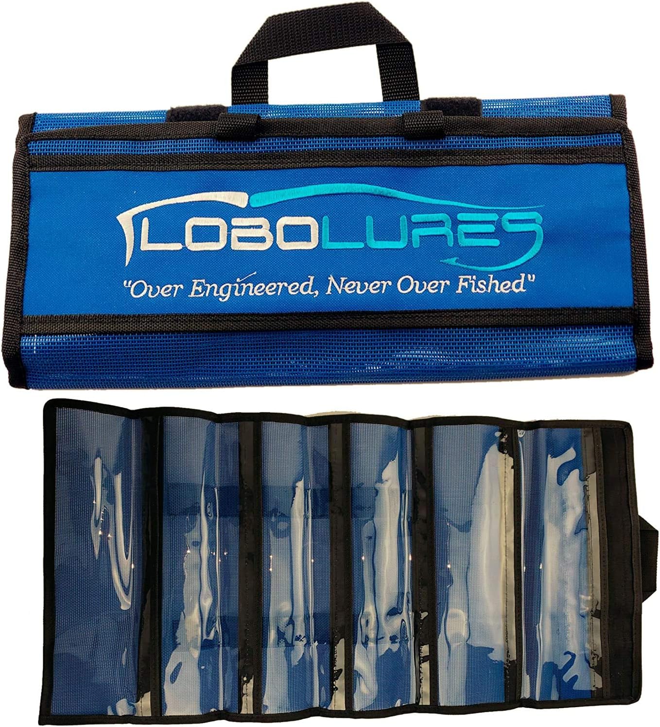 Lobo Lures 6 Pocket (15.00″ x 6.00″) Big Game Marlin & Tuna Trolling Lures Roll-up Storage Tackle Bag