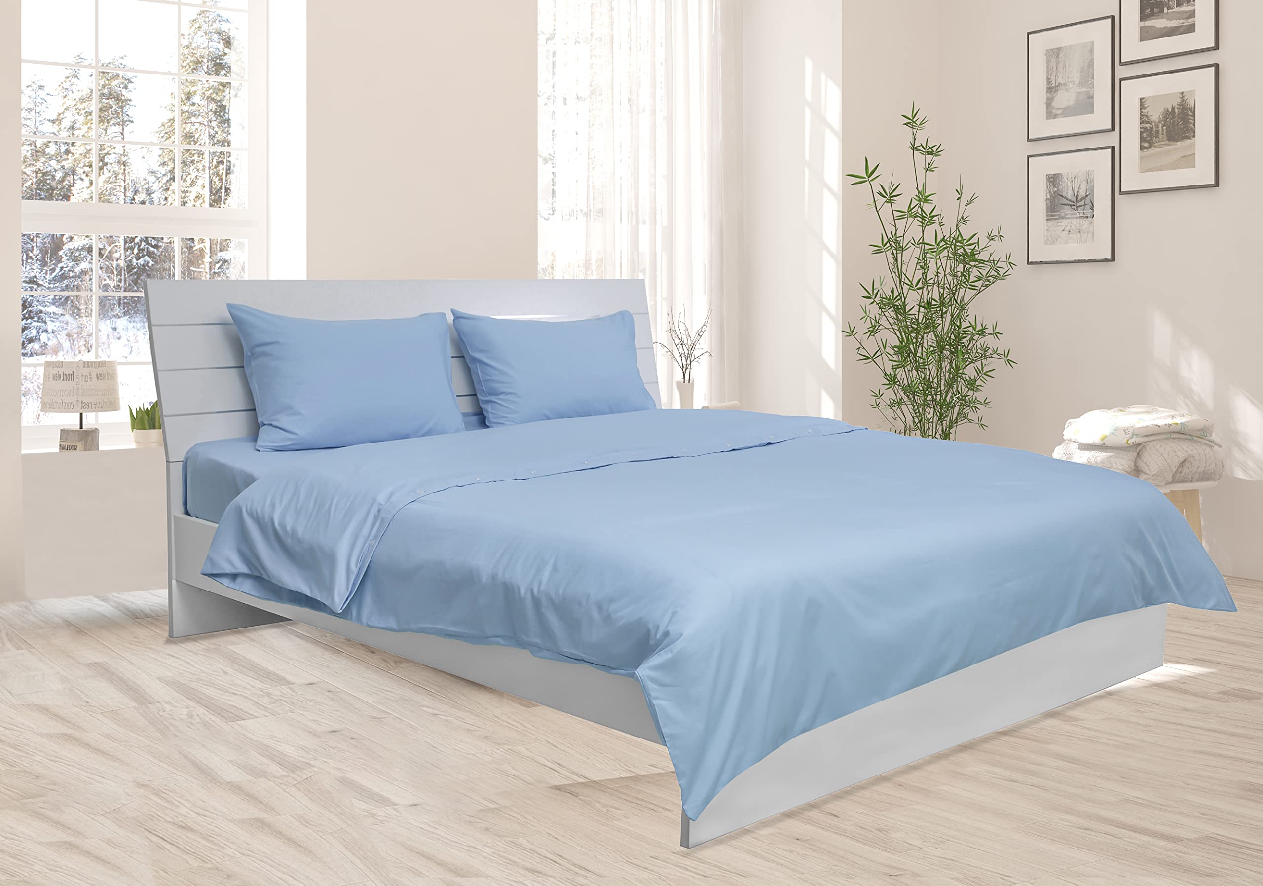 Hotel Linen Klub 3-Piece Queen Duvet Cover Set - Soft and Durable Poly Cotton 144 Thread Count, Size (220 x 240 cm) with 2-Piece Pillowcases (50 x 75 cm) for a Cozy and Stylish Bedroom Look, Blue