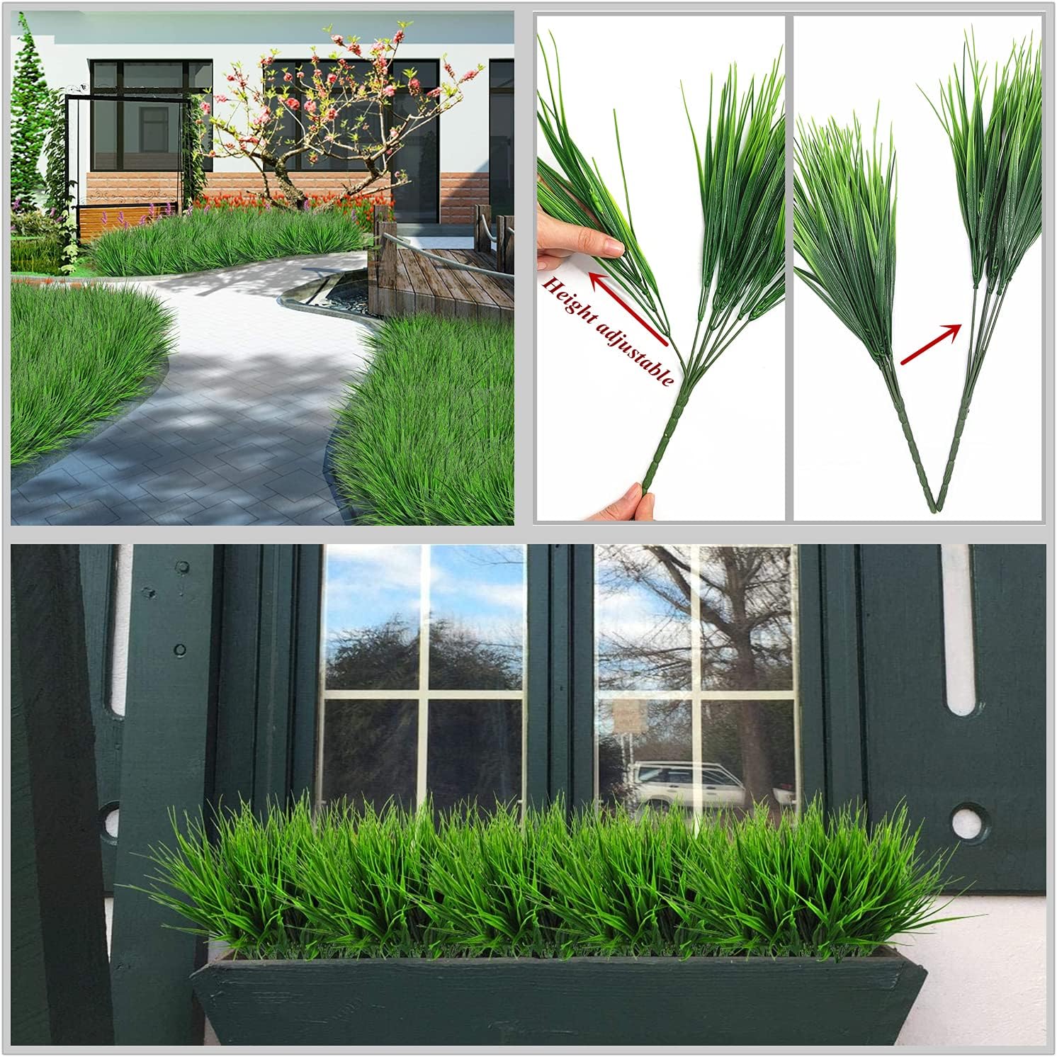 Artificial Plants, Fake Plastic Greenery Faux Shrubs Bushes Wheat Grass Outdoor Window Box Verandah Hanging Planter Decor Indoor Outside Home Garden UV Resistant Wedding DIY Decoration - 4 Pcs - Image 5