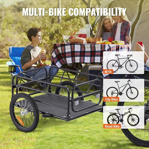 VEVOR Bike Cargo Trailer, 88/100/130/160 lbs Load Capacity, Heavy-Duty Bicycle Wagon Cart, Foldable Compact Storage with Universal Hitch