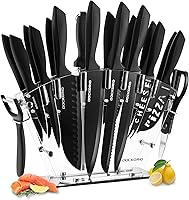 Dockorio 19-Piece Kitchen Knife Set with Block - High Carbon Stainless Steel, Sharp Chef, Steak, Bread Knives, Sharpener Included