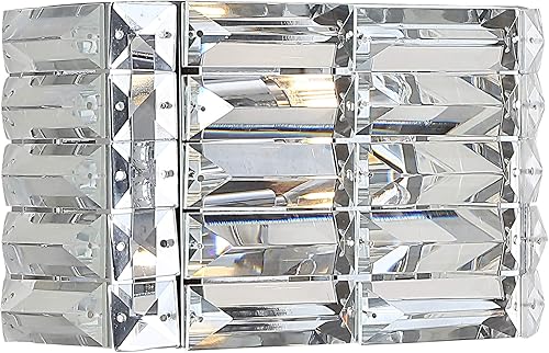 JONATHAN Y JYL7538A Evelyn Crystal Rectángulo de 10 pulgadas 1 luz de hierrocristal Glam moderna LED de vanidad clásica 2700K LED 2W bombilla