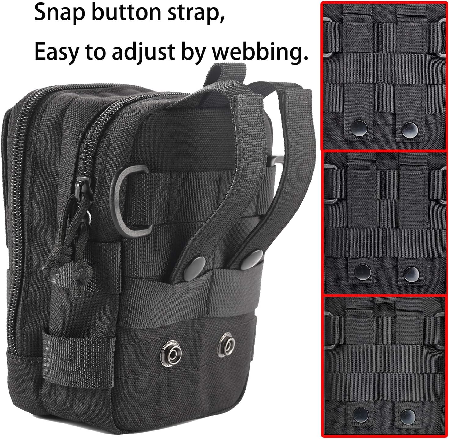 Tactical Phone Holster Pen Holder Molle EDC Belt Organizer Vest Attachment Pocket Tool Kit Gadget Waist Utility Pouch Dog Treat Bag with D-Ring Locking Hook Buckles Carabiner Key Clip - Image 4