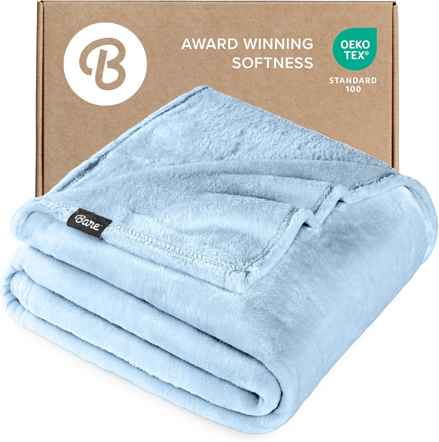 Bare Home Fleece Blanket - Full/Queen - Ultra-Soft Lightweight for Bed, Sofa, and Couch - Luxury Microplush - Cozy Warm Blanket (Full/Queen, Light Blue)