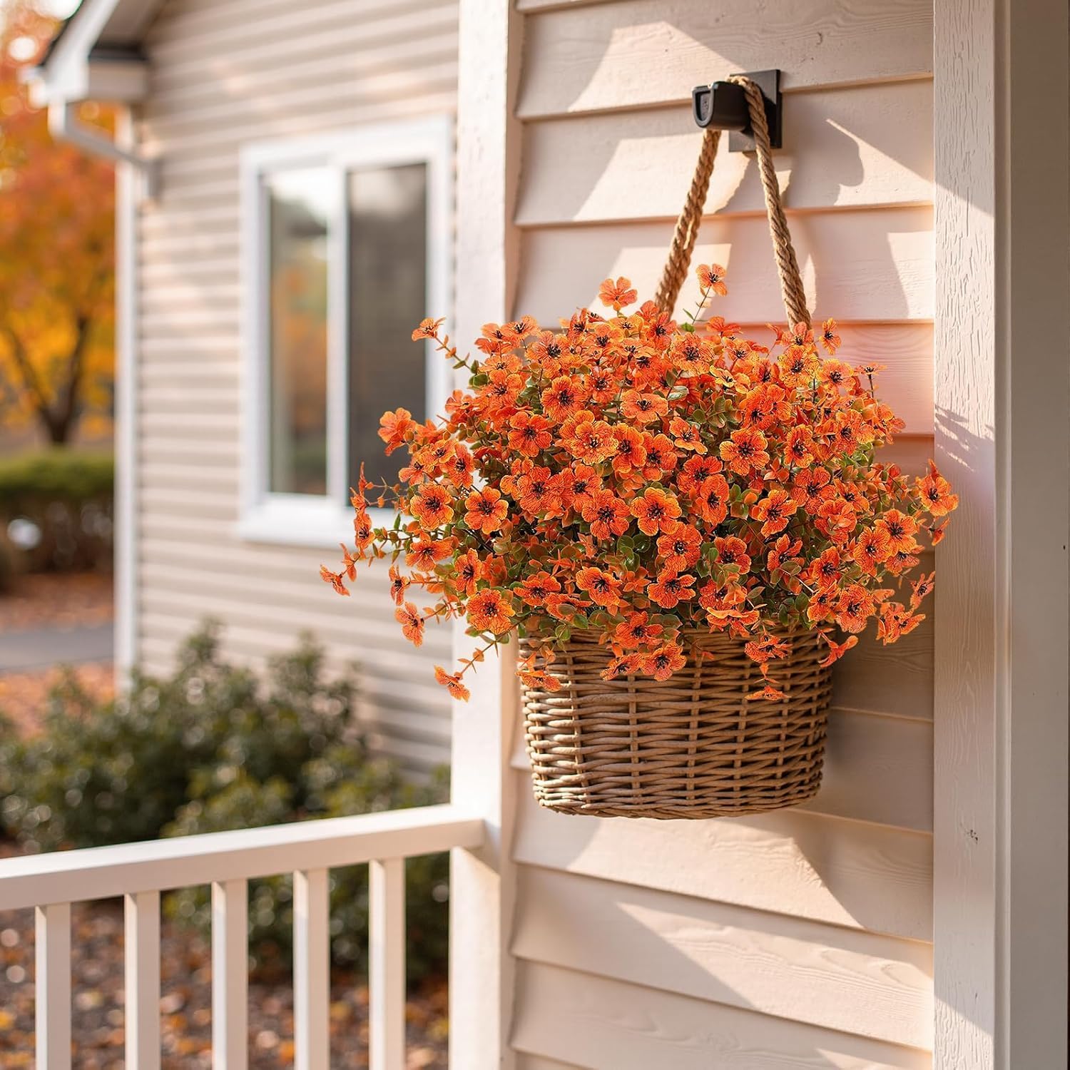 Artificial Mums Fall Fake Flowers for Outdoors,12 Bundles (Fall -Orange) image 4