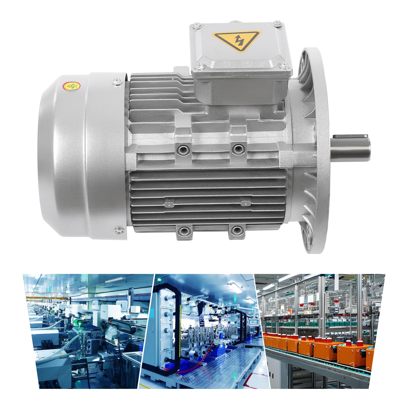 Moteur électrique triphasé asynchrone 1,5 kW 2850 tr/min pour machines et applications industrielles (argent, 24 mm)