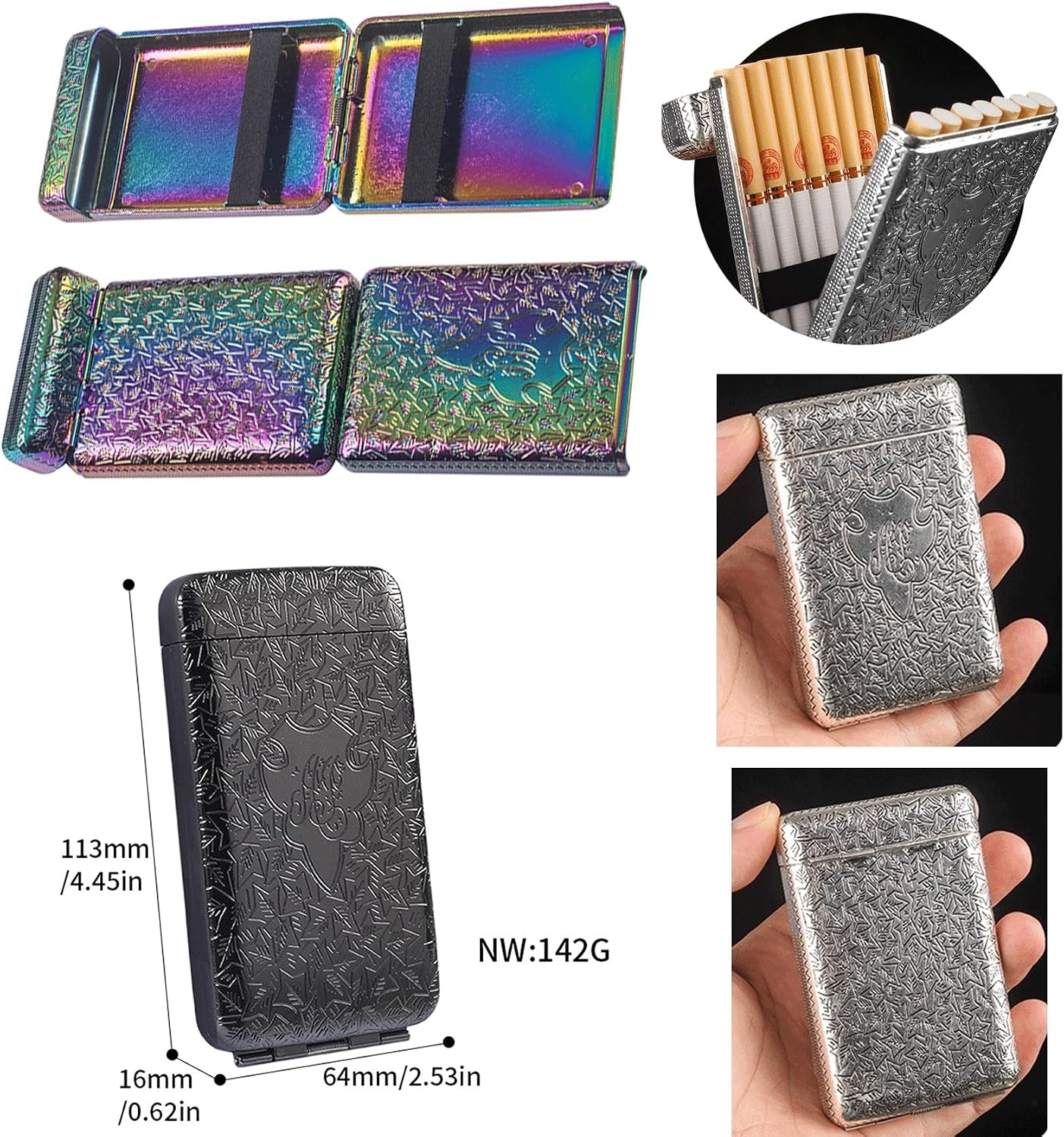Metal Cigarette Case Portable Pack 14Capacity Regular Box for Organisers Card & ID Cases