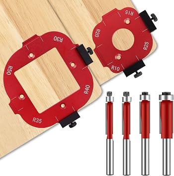 Router Templates and Jigs for Woodworking,Guides and Edge Guide for Precision Routing,Router Tool,Corner Radius Templates for Routers R10/R15/R20/R25/R30/R35/R40/R50 Radius Jig Set 6