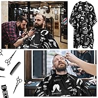 Vista 7 de FEBSNOW Capa de peluquería profesional para corte de cabello con cepillo para el cuello, capa de barbero con estampado de barba para peluquería
