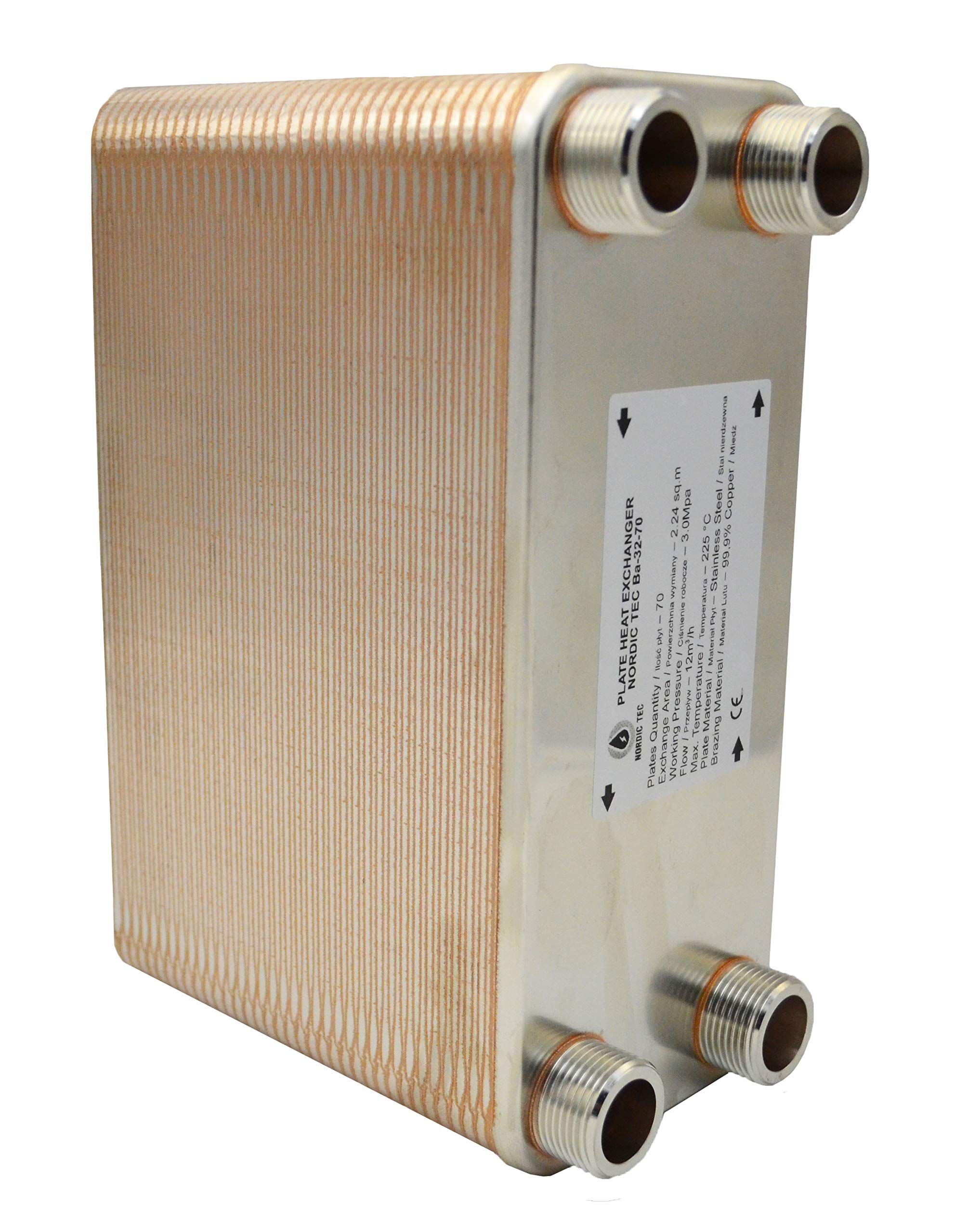 Nordic Tec Ba-32-70 - Scambiatore di calore per piastre, in acciaio INOX, 70 piastre da 390 kW