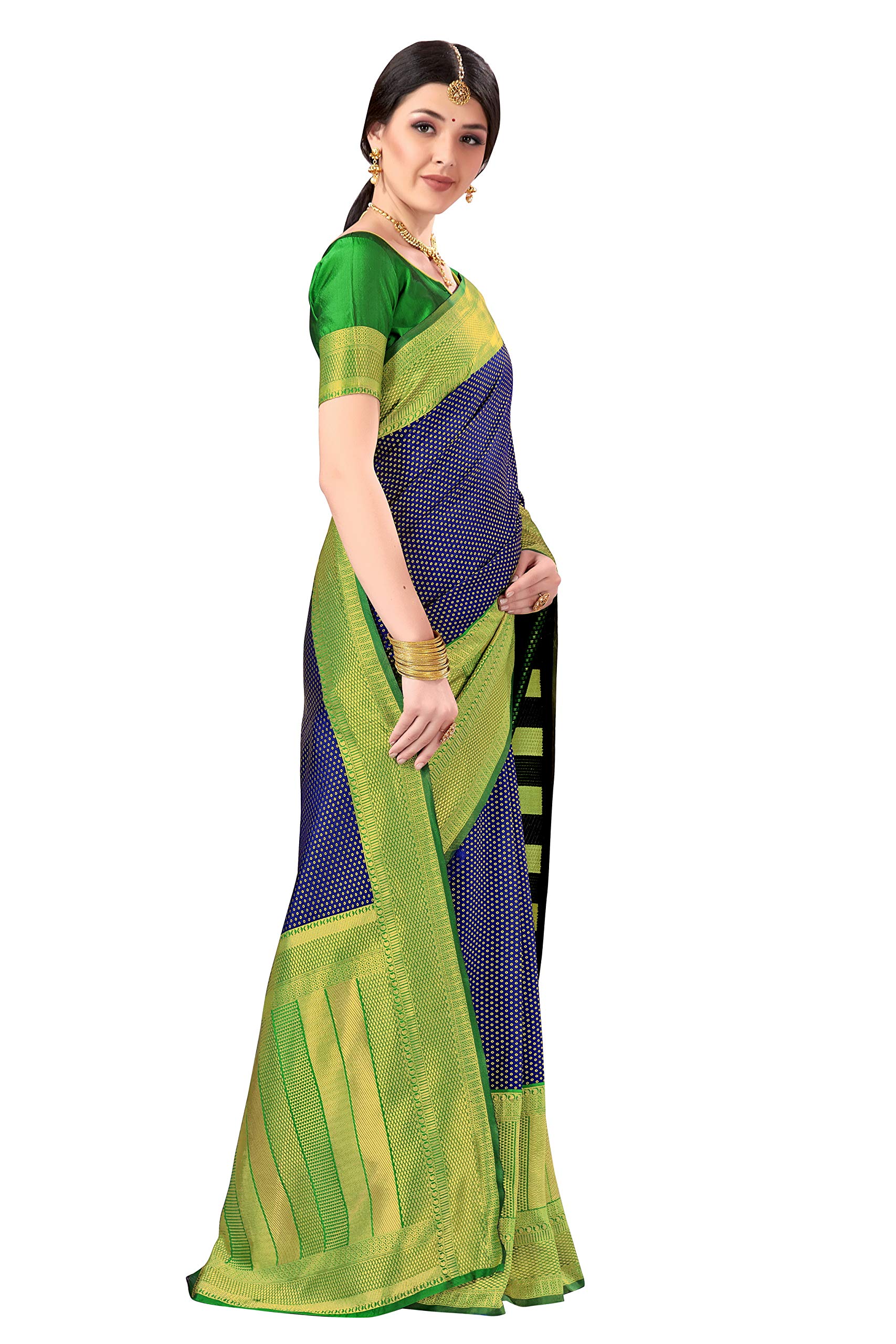 Glory Sarees Women’s Banarasi Saree (Bridal_Silk134_Navy) 2