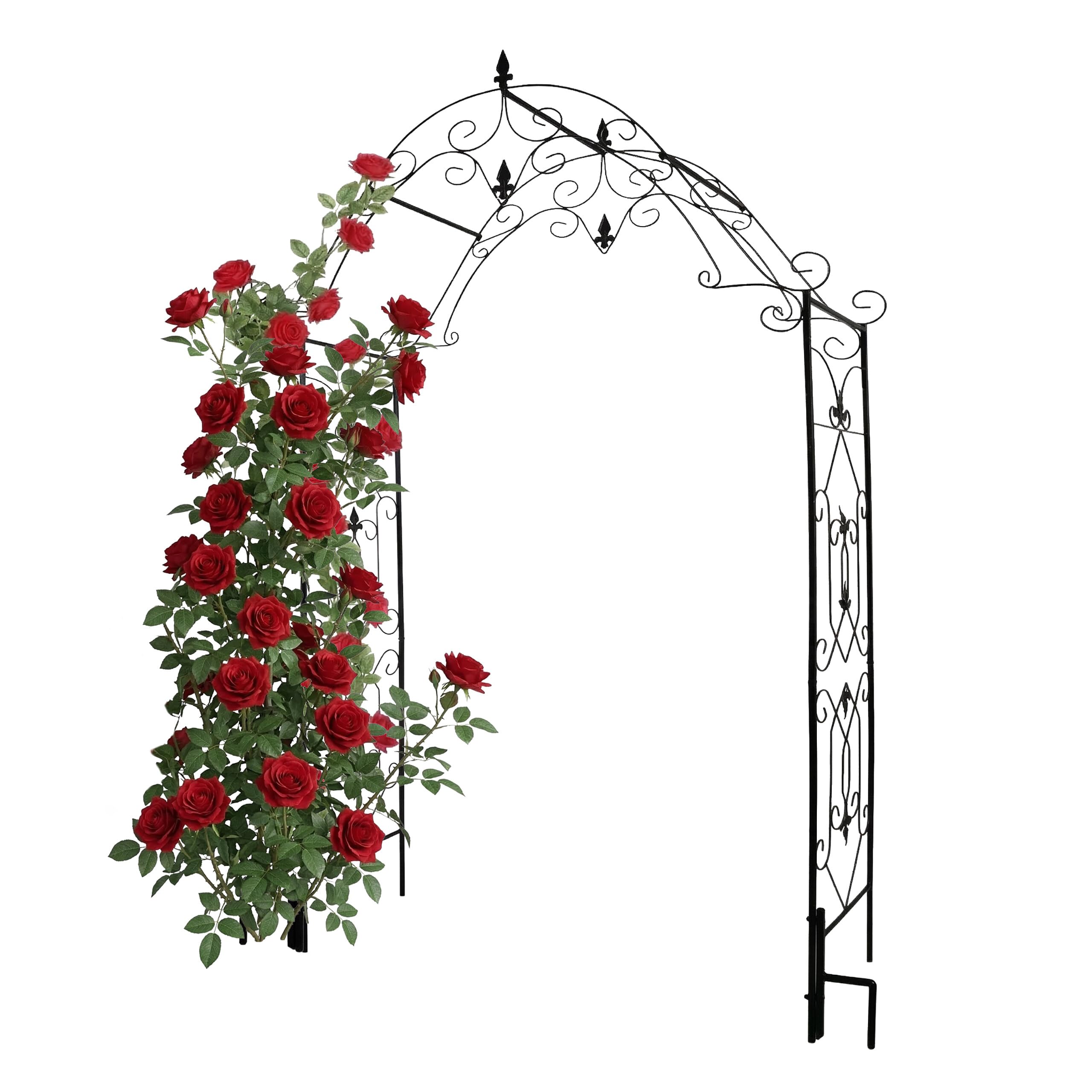 Relaxdays Rosenbogen, Metall, Torbogen Garten, HxBxT: 250 x 130 x 40 cm, Stabiler Rankbogen für Kletterpflanzen, schwarz