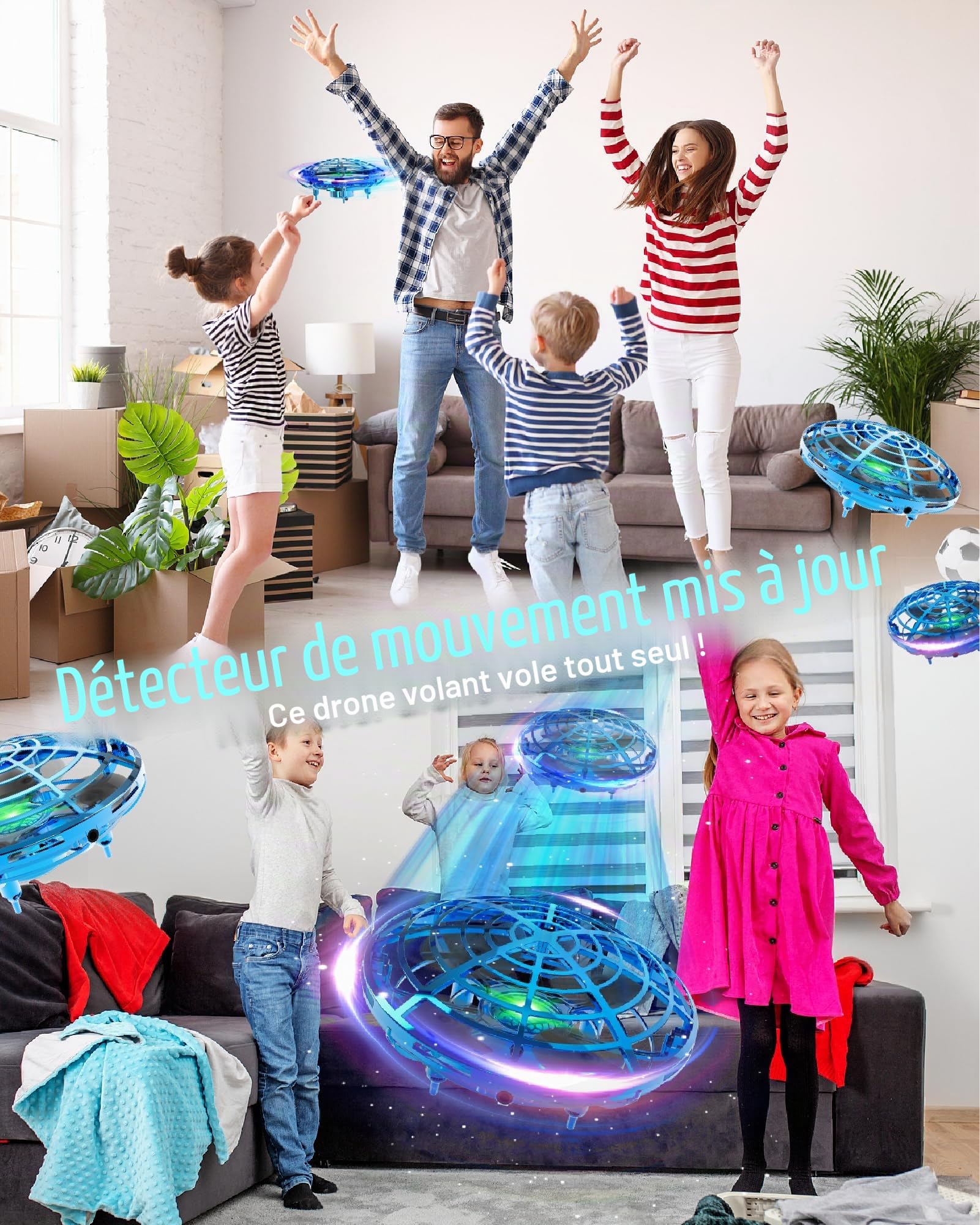 Kiztoys Mini drone pour enfants, balle volante OVNI, jouet volant à induction infrarouge piloté manuellement, cadeau pour garçons et filles de 6 à 7, 8, 9, 10+ ans