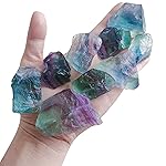 Luckeeper 1 lb Rough Crystals Bulk Raw Rainbow Fluorite Healing Stones for Tumbling, Wire Wrapping, Wicca Reiki,Meditation