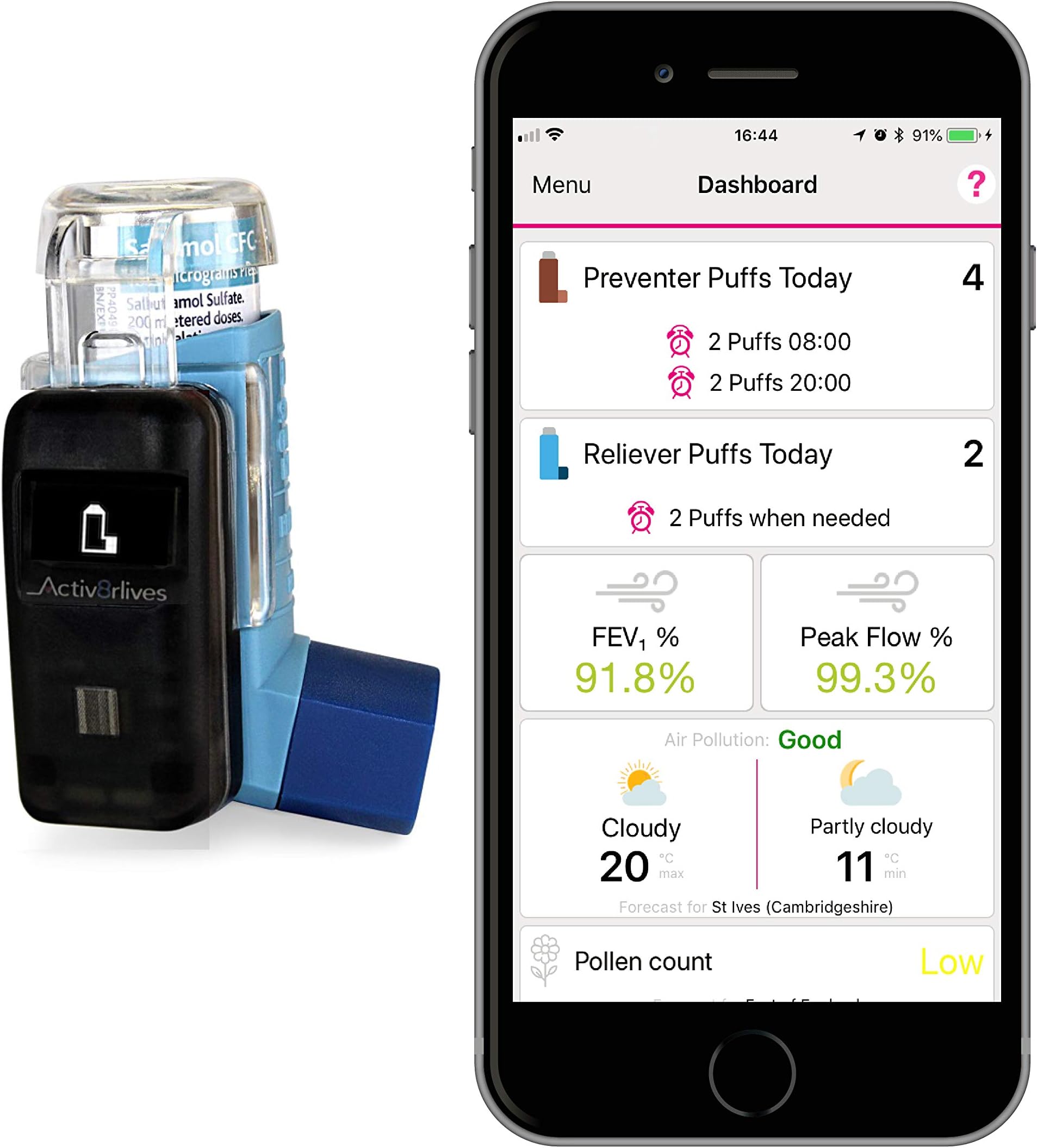 PUFFClicker Salbutamol (Ivax Salamol) Bluetooth 4.0 Smart Inhaler