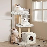 Vista 1 de KAMABOKO - Árbol alto para gatos de 41 pulgadas - Árboles de gato de madera con torre, condominio para gatos, hamaca y percha superior, árbol