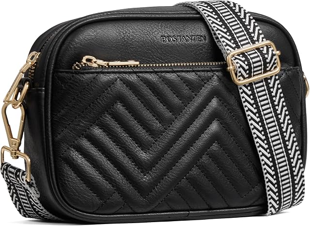 BOSTANTEN Sacs pour femmes en cuir végétalien Sac à bandoulière Sac à main pour femmes avec large bande