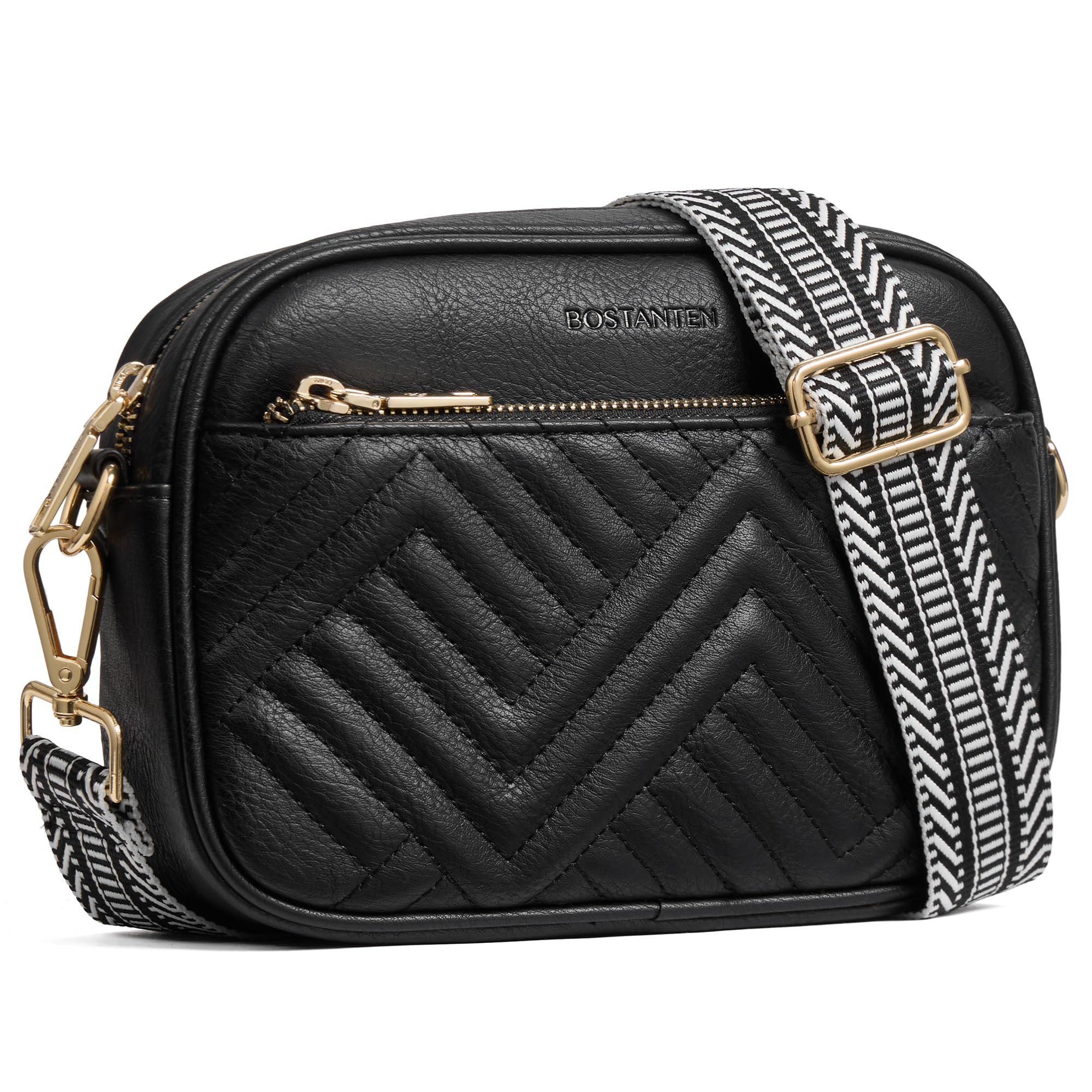 Quilted Crossbody Bags for Women Vegan Leather Purses Small Shoulder Handbags with Wide Strap