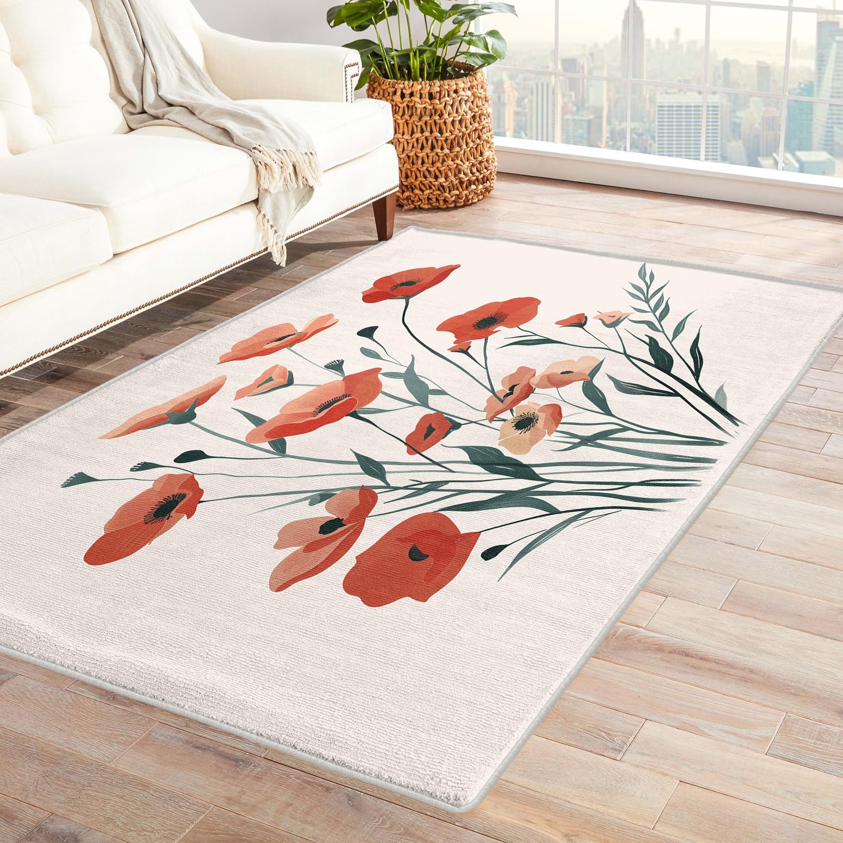 Popop Rug Poppy Red Rug Living Room Poppy Flower Rug, Poppy Fields Rug,