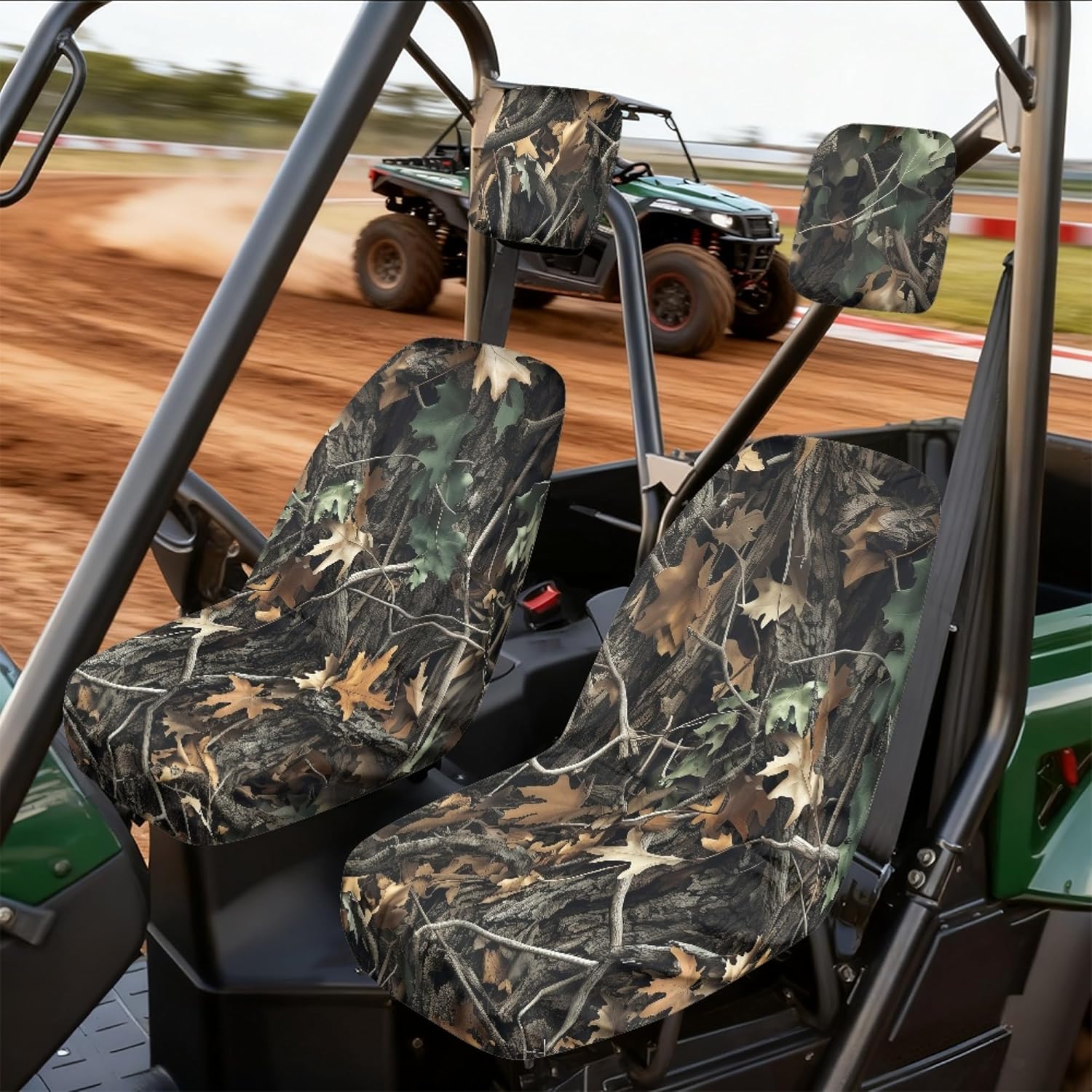 UTV Seat Cover Compatible with Hisun 500 700 Axis 500 700 Massimo MSU500 MSU700 Camouflage Hunting Woodland Heavy Duty UTV Accessories Waterproof Seat Covers