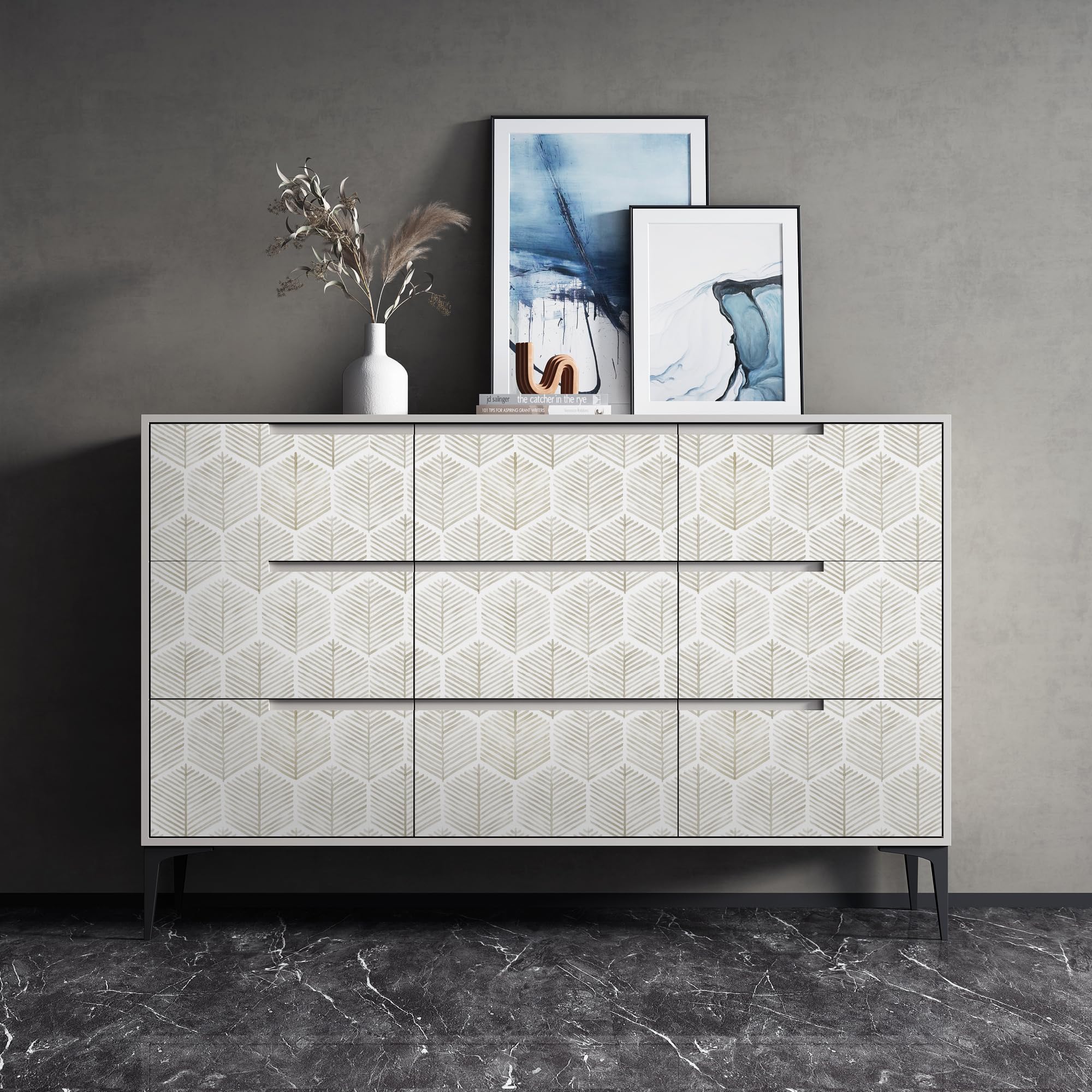 myforHD Papel Pintado Autoadhesivo Vinilo Adhesivo Muebles Impermeable Moderno Geométrico de Rayas Doradas para Decoración de Paredes en Baño, Sala de Estar, Dormitorio, y Muebles de Cocina — view 6
