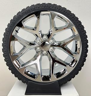 24 Inch Chrome Snowflake Rims Replica Wheels with 285/40R24 XT All Terrain Tires Lugs TPMS Fits 2000-2026 Chevy Silverado, Tahoe, Suburban, Avalanche, Fits 2000-2026 GMC Sierra, Yukon SET of 4