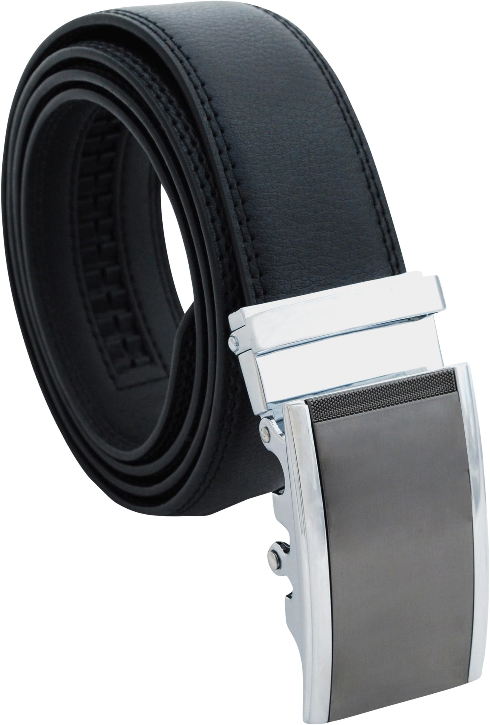 dBurg Products Men's One Size Adjustable Ratchet Belt (One-size, black leather silver buckle)