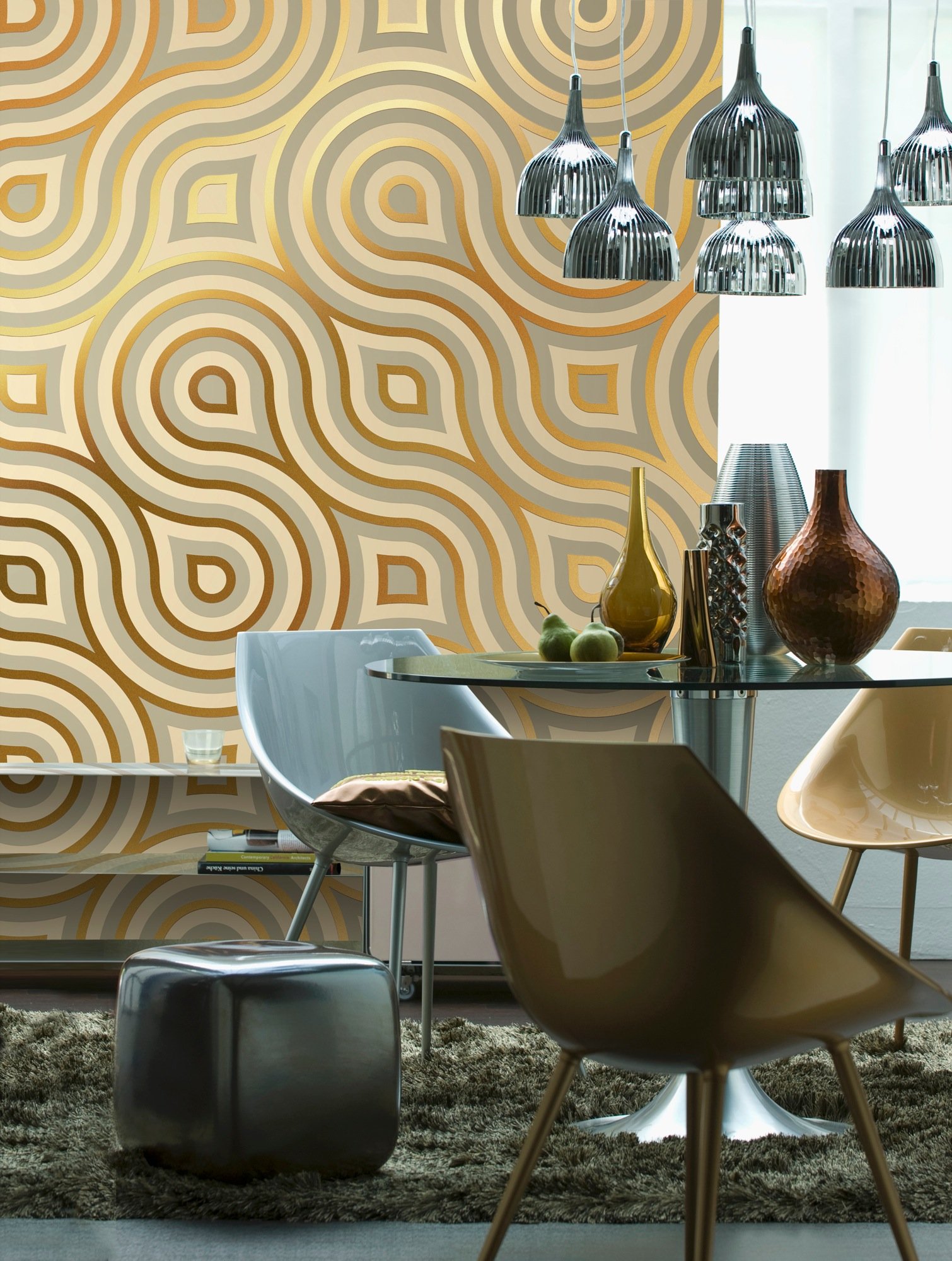 Photo murale 368cm x 254cm meander pour creer un salon moderne et chaleureux